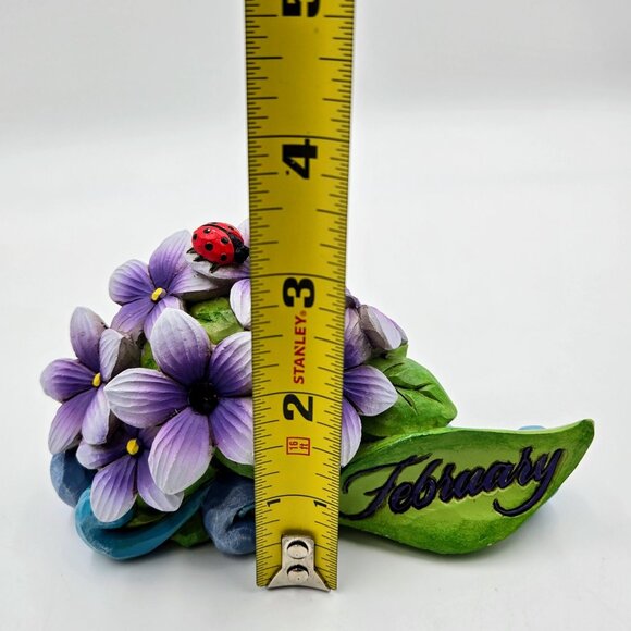 Jim Shore February Birth Month Violet Amethyst Flower Figurine 2014 Read - Picture 3 of 10